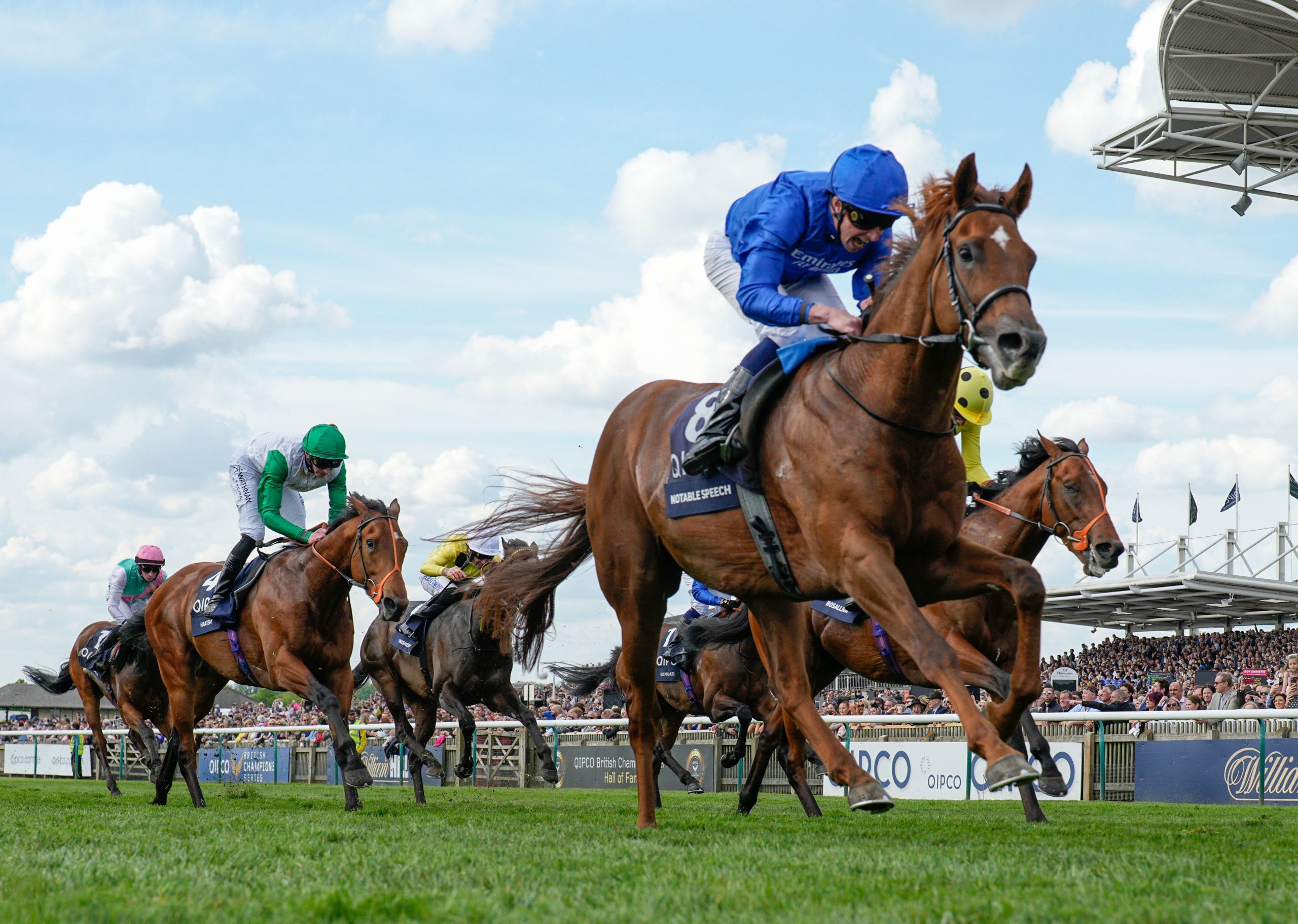 Notable Speech gallops to a memorable and unexpected victory at Newmarket with Buick on board
